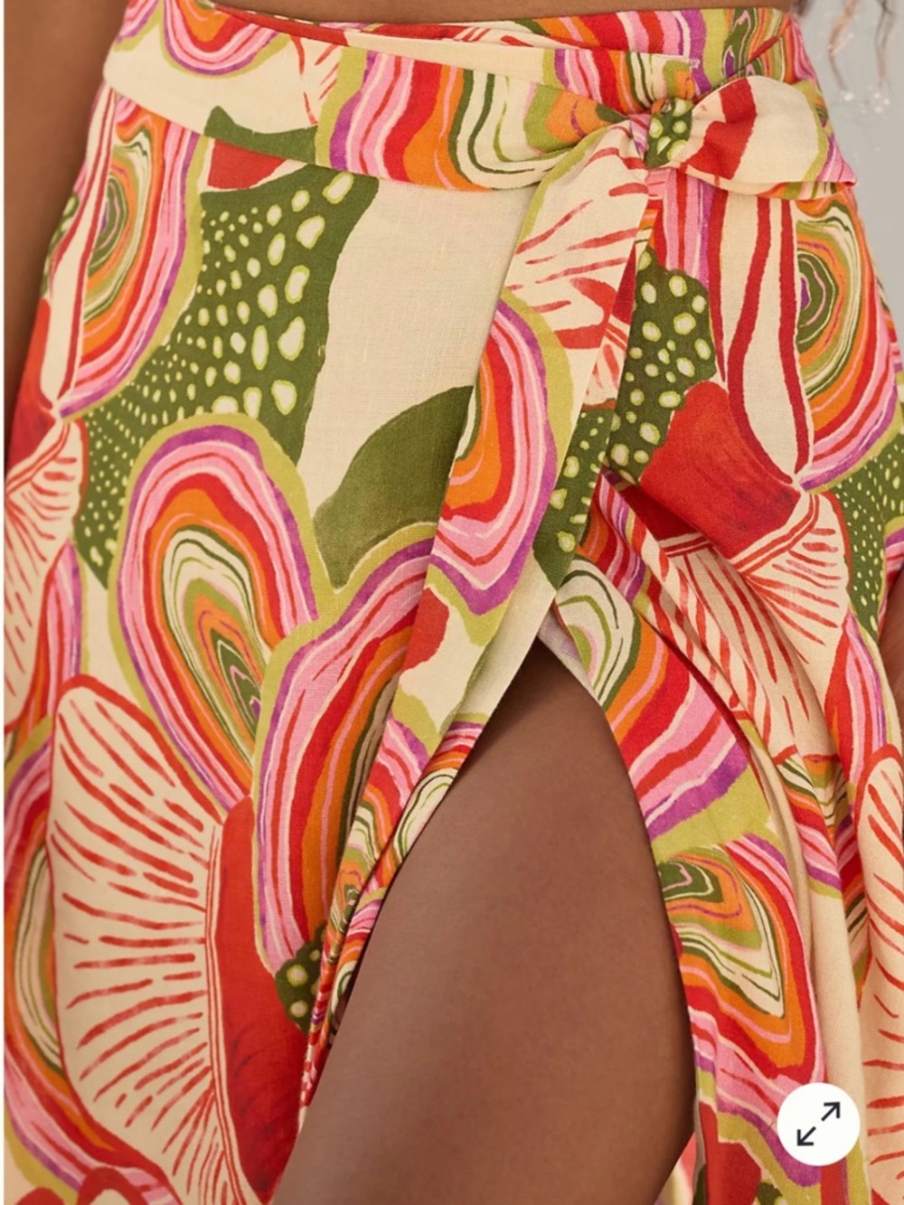 Like New! Farm Rio X Anthropologie Linen Blend Wrap Midi Skirt Floral XS - Picture 2 of 13